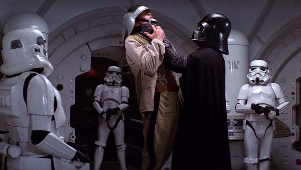 Darth Vader choking a rebel commander